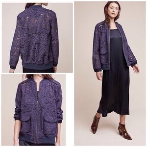 EUC Elevenses Miranda Lace Bomber Zip Jacket S​​​​​